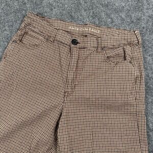 American Eagle Pants Size 33W x 27L‎ Plaid Khaki Brown Slim Fit Trousers Women's